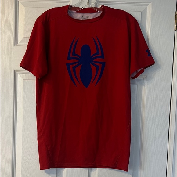Under Armour Other - Under Armour Red Tee with Blue Spider Design